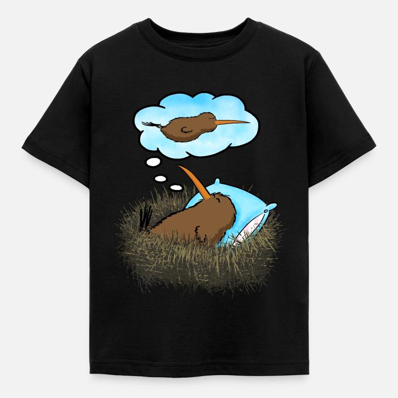 Kiwi Vogel Träumen - Kinder T-Shirt - Schwarz