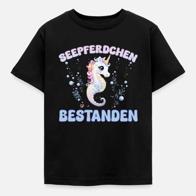 Mädchen Seepferdchen bestanden Kinder - Kinder T-Shirt - Schwarz
