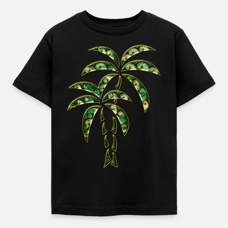 Palmen, Tattoo Style, Surfen, Beach, Karibik, Fun - Kinder T-Shirt - Schwarz