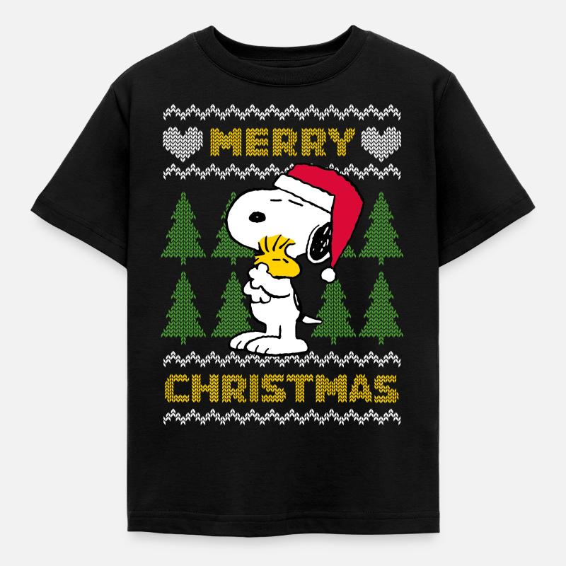 Peanuts Snoopy Pull Moche Noël - T-shirt Enfant - noir