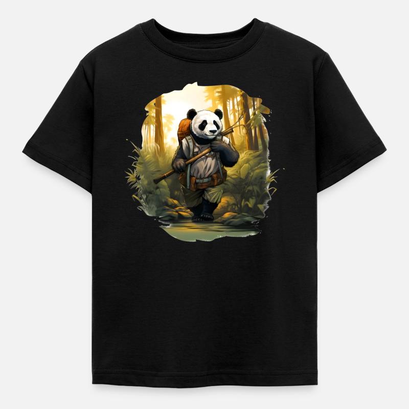 Panda Forest Bamboo Hiker Backpack Plants - T-shirt Enfant - noir