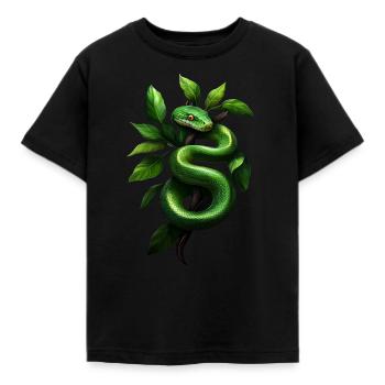 Arbre vert Python Serpents Amoureux Terrarium - T-shirt Enfant - noir - Devant - AI Model Kid Female (0cm)