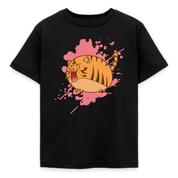 Gros chat dans un animal japonais de style kawaii - T-shirt Enfant - noir - Devant - AI Model Kid Female (0cm)