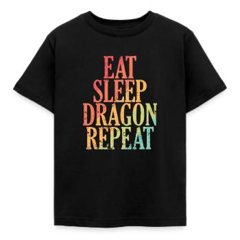 Eat Sleep Dragon Repeat Märchen Drache - Kinder T-Shirt - Schwarz - Vorne - AI Model Kid Female (0cm)