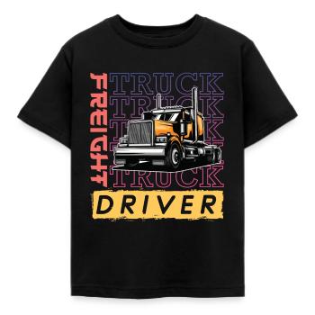 Chauffeur de camion de fret Wheeler / LKW Fahrer - T-shirt Enfant - noir - Devant - AI Model Kid Female (0cm)