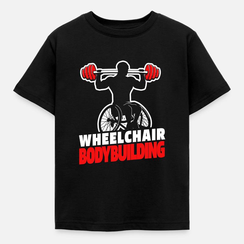 Bodybuilder Bodybuilding Rollstuhl - Kinder T-Shirt - Schwarz