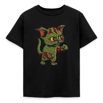Chat d’Halloween zombie - T-shirt Enfant - noir - Devant - AI Model Kid Female (0cm)