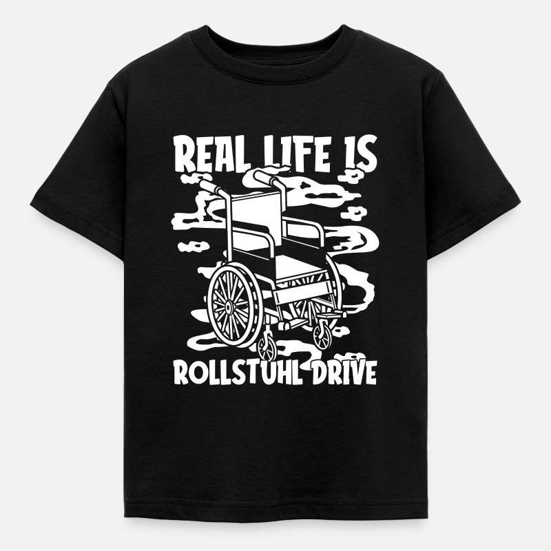Rollstuhl Rollstuhlfahrer Lustig - Kinder T-Shirt - Schwarz