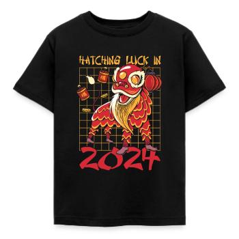 Année du Dragon 2024 - T-shirt Enfant - noir - Devant - AI Model Kid Female (0cm)
