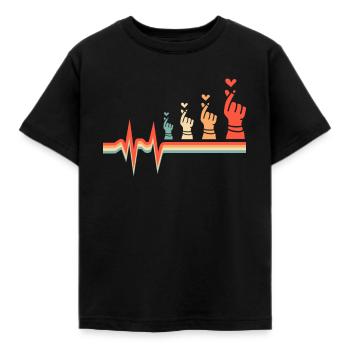 K Pop Kpop Korean Pop Ekg Heartbeat - Kids' T-Shirt - black - Front - AI Model Kid Female (0cm)