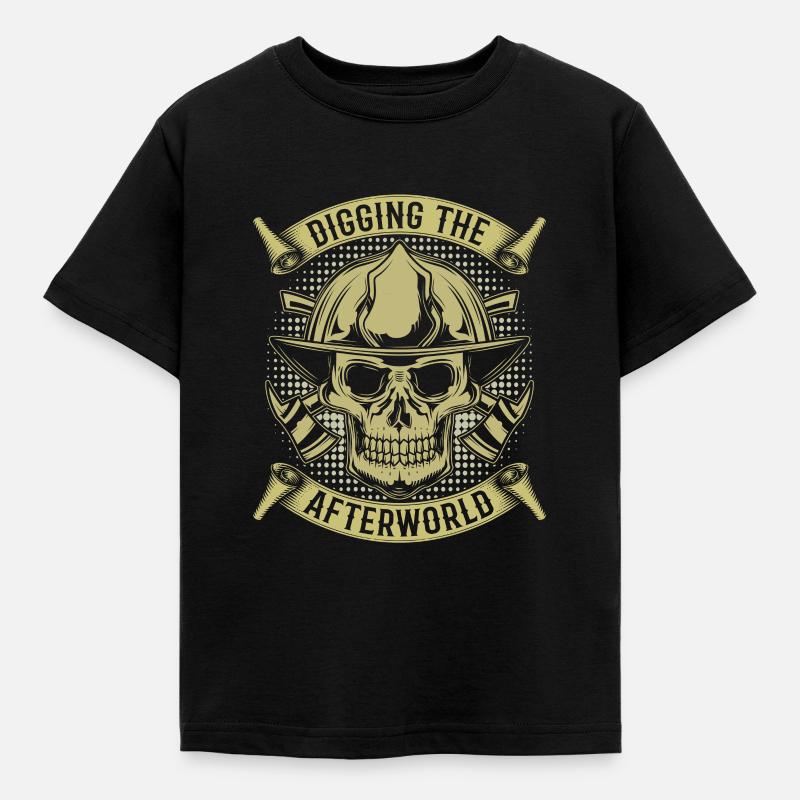 Feuerwehrmann Schädel - Kinder T-Shirt - Schwarz