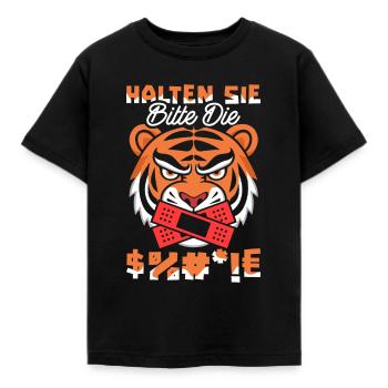 Tiger Halten Sie Bitte Die Fresse - Kinder T-Shirt - Schwarz - Vorne - AI Model Kid Female (0cm)