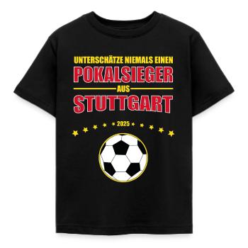 Deutscher Pokalsieger 2025 Stuttgart Fanshirt - Kinder T-Shirt - Schwarz - Vorne - AI Model Kid Female (0cm)
