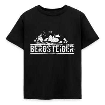 Bergsteiger Berge Silhouette Gipfelstürmer Natur - Kinder T-Shirt - Schwarz - Vorne - AI Model Kid Female (0cm)