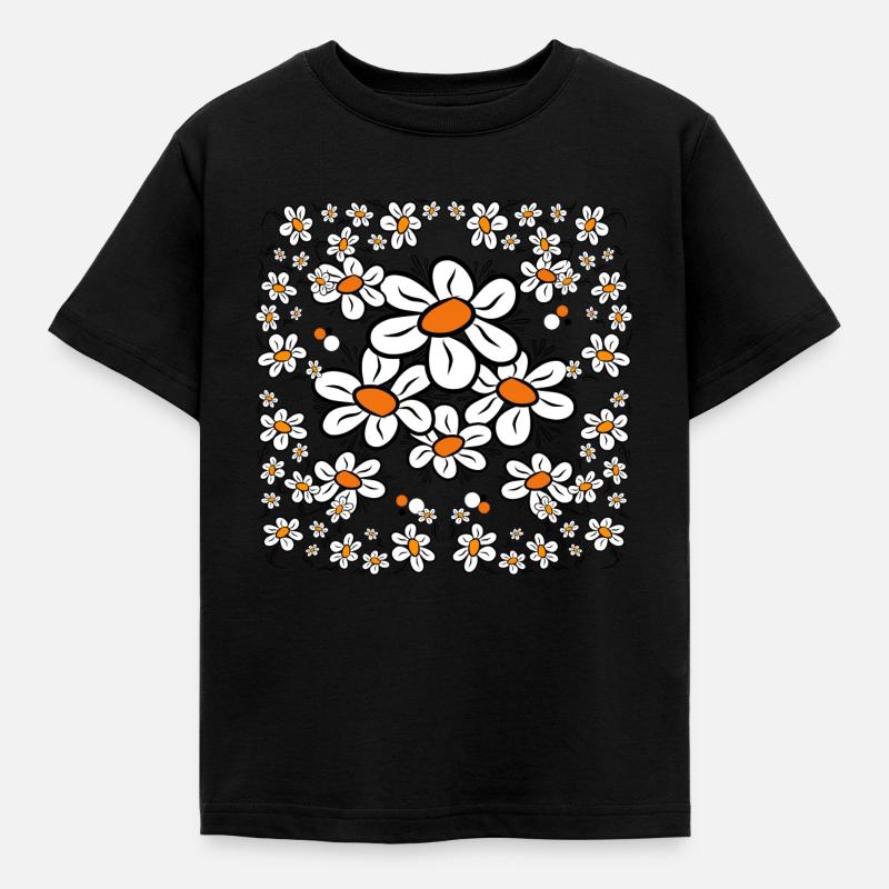 Blumenwiese mit Gändeblümchen Margeriten Blüten - Kinder T-Shirt - Schwarz