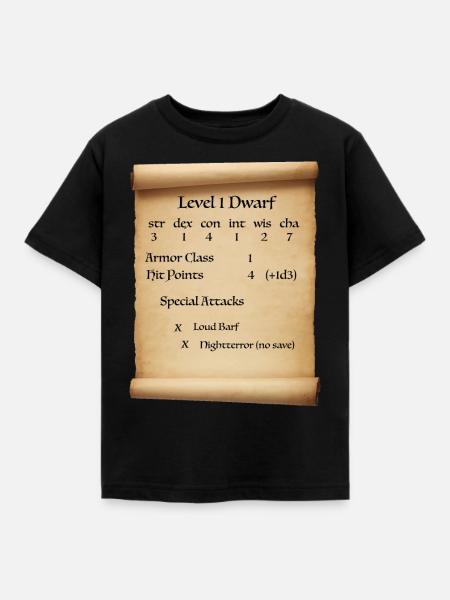 Level 1 Dwarf - Kids' T-Shirt - black