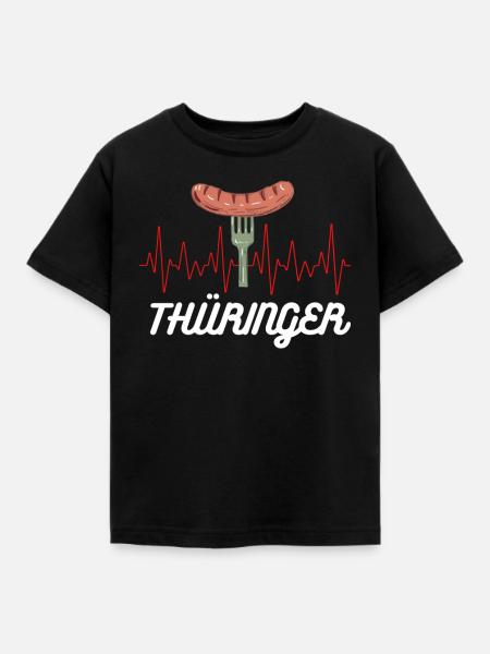 Thüringen Bratwurst Herzschlag Wurst Thüringer - Kinder T-Shirt - Schwarz
