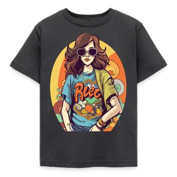 Helen Hippie - Kinder T-Shirt - Dunkelgrau - Vorne - AI Model Kid Female (0cm)