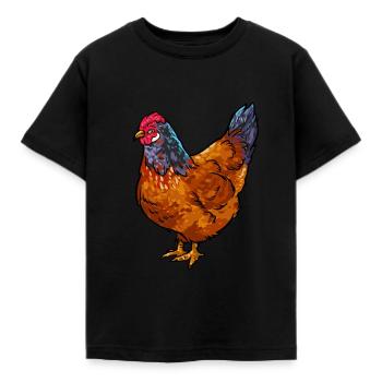 Vorwerk Hühner Hühnerart Bauer Landwirt Huhn Hahn - Kinder T-Shirt - Schwarz - Vorne - AI Model Kid Female (0cm)