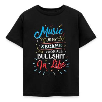 Musik ist meine Flucht von allem dem Bullshit - Kinder T-Shirt - Schwarz - Vorne - AI Model Kid Female (0cm)