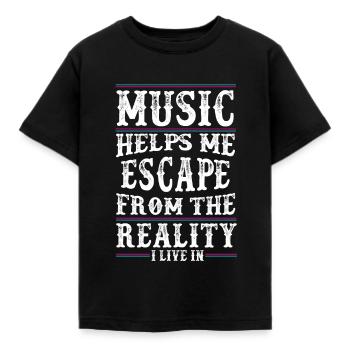 Music helps me - Music Love - Music Quote - Kids' T-Shirt - black - Front - AI Model Kid Female (0cm)