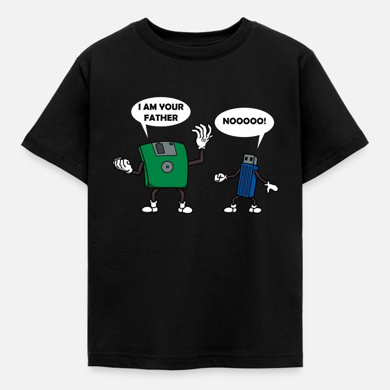 Computer technology floppy disk USB stick gift - Kids' T-Shirt - black