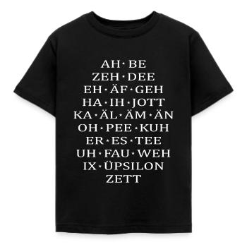 Abc Alphabet für Schüler und Lehrer - Kinder T-Shirt - Schwarz - Vorne - AI Model Kid Female (0cm)