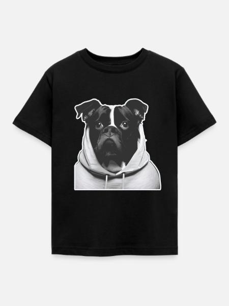 Dog with hoodie - Kids' T-Shirt - black