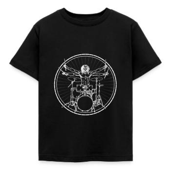 Da Vinci Drummer - Schlagzeug Musik Geschenk - Kinder T-Shirt - Schwarz - Vorne - AI Model Kid Female (0cm)