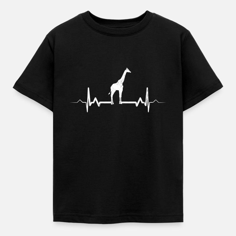 Giraffe Herzschlag - Kinder T-Shirt - Schwarz