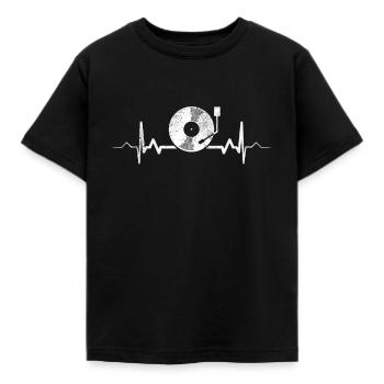 Vinyle Battement du cœur - Vintag Retro Disque phonographe DJ - T-shirt Enfant - noir - Devant - AI Model Kid Female (0cm)