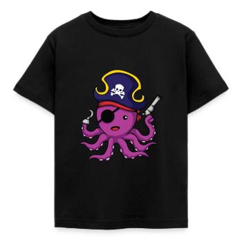 Pirat Oktopus Geschenk Kindermotiv Tintenfisch - Kids' T-Shirt - black - Front - AI Model Kid Female (0cm)