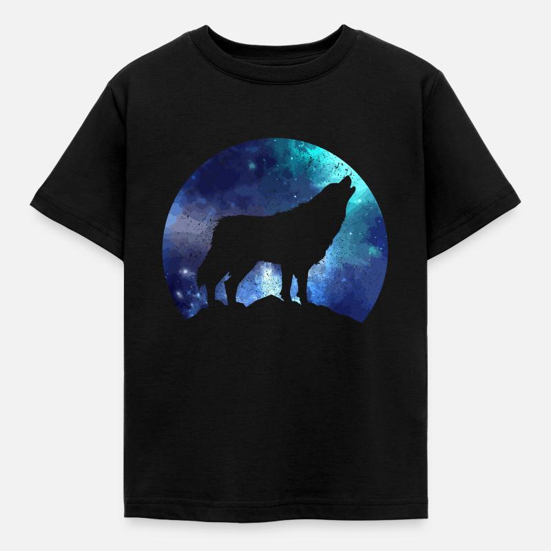 Wolf - Kinder T-Shirt - Schwarz