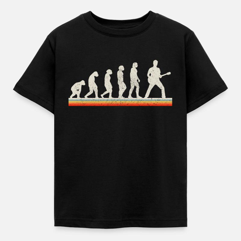 Gitarrist Evolution Vintage Retro Gitarre Geschenk - Kinder T-Shirt - Schwarz