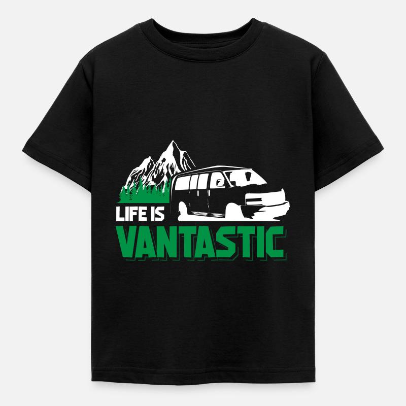 Camper Bus Van Geschenk I Caravan Camping - Kinder T-Shirt - Schwarz