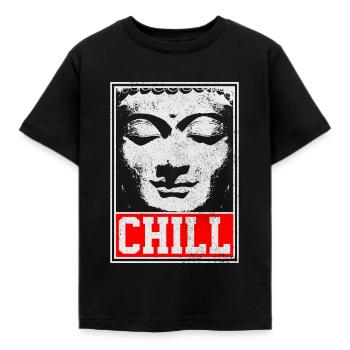 CHILL - Cadeau de yoga Buddha Budhism - T-shirt Enfant - noir - Devant - AI Model Kid Female (0cm)