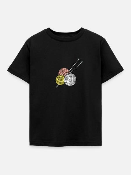 Stricken Handarbeit Garn - Kinder T-Shirt - Schwarz