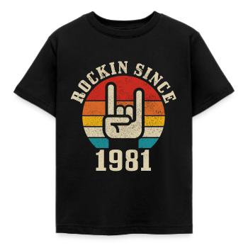 40th Birthday 1981 Classic Rock Rocker Gift - Kids' T-Shirt - black - Front - AI Model Kid Female (0cm)