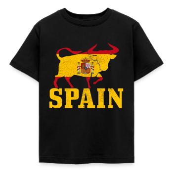 Spanien Stier Bulle Spanische Flagge - Kinder T-Shirt - Schwarz - Vorne - AI Model Kid Female (0cm)