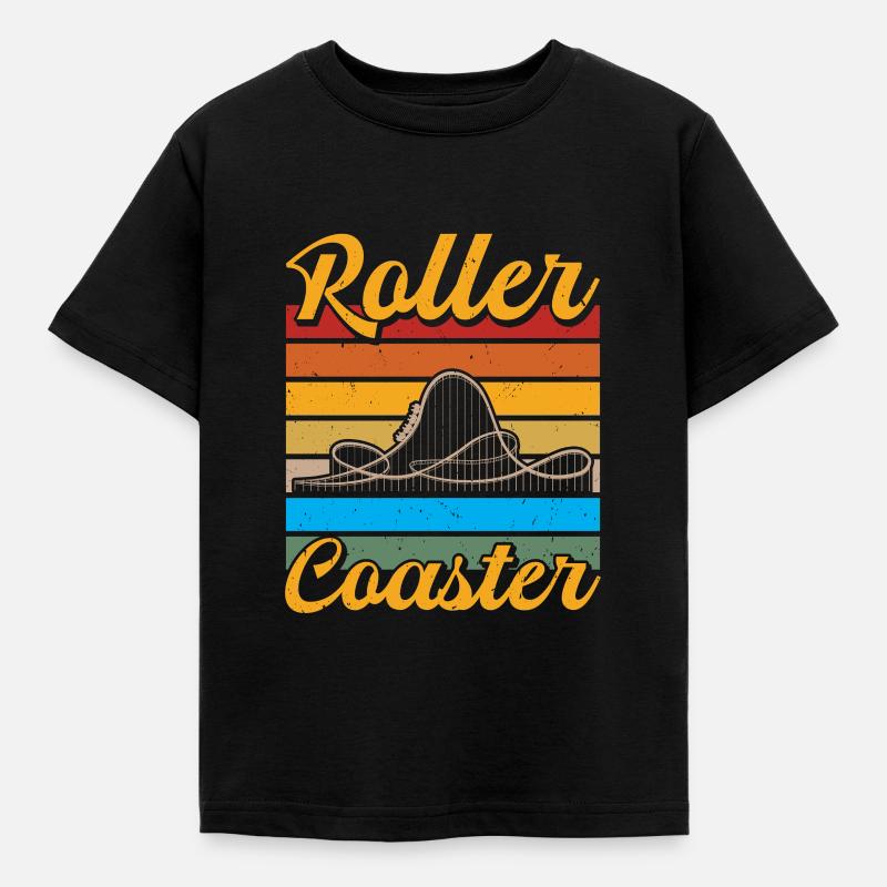Roller Coaster, Achterbahn, Freizeitpark, Freude - Kinder T-Shirt - Schwarz