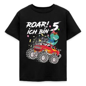 5. Geburtstag Kindergeburtstag Roar Ich Bin 5 - Kinder T-Shirt - Schwarz - Vorne - AI Model Kid Female (0cm)