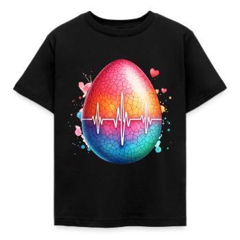 Osterei Herz - Kinder T-Shirt - Schwarz - Vorne - AI Model Kid Female (0cm)