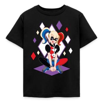 DC Super Hero Girls Harley Quinn - Kids' T-Shirt - black - Front - AI Model Kid Female (0cm)