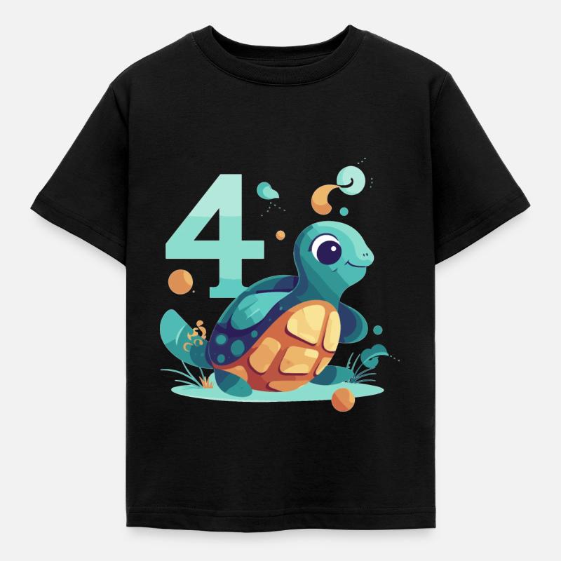 4.Geburtstag Schildkröte - Kinder T-Shirt - Schwarz