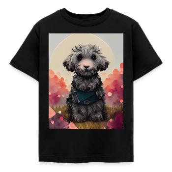 Schnoodle Chien Doux - T-shirt Enfant - noir - Devant - AI Model Kid Female (0cm)