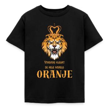 Aujourd’hui, le monde entier devient orange - T-shirt Enfant - noir - Devant - AI Model Kid Female (0cm)