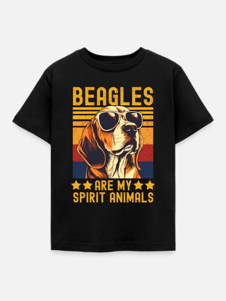 Beagle mit sonnenbrille retro - Kinder T-Shirt - Schwarz
