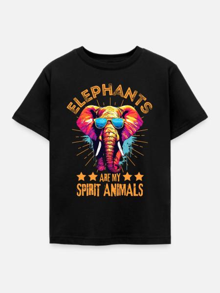 Elefant mit Sonnenbrille - Kinder T-Shirt - Schwarz