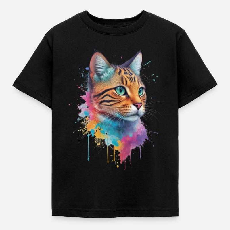 A multi-coloured wildcat - Kids' T-Shirt - black