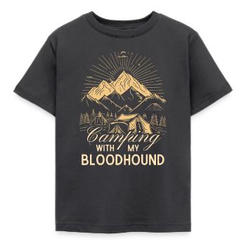 Bloodhound Camping - Kinder T-Shirt - Dunkelgrau - Vorne - AI Model Kid Female (0cm)